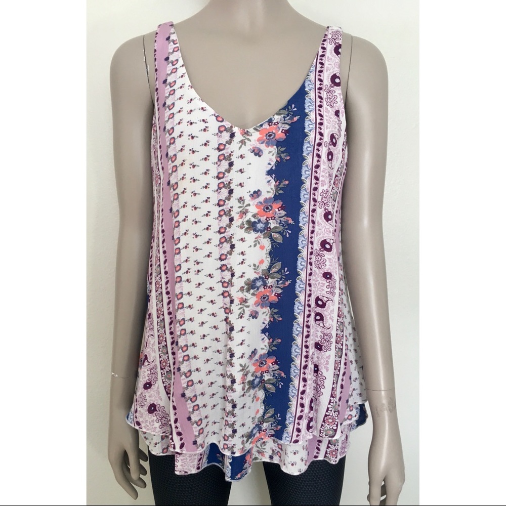 Living Doll Floral Paisley Boho Tank Top